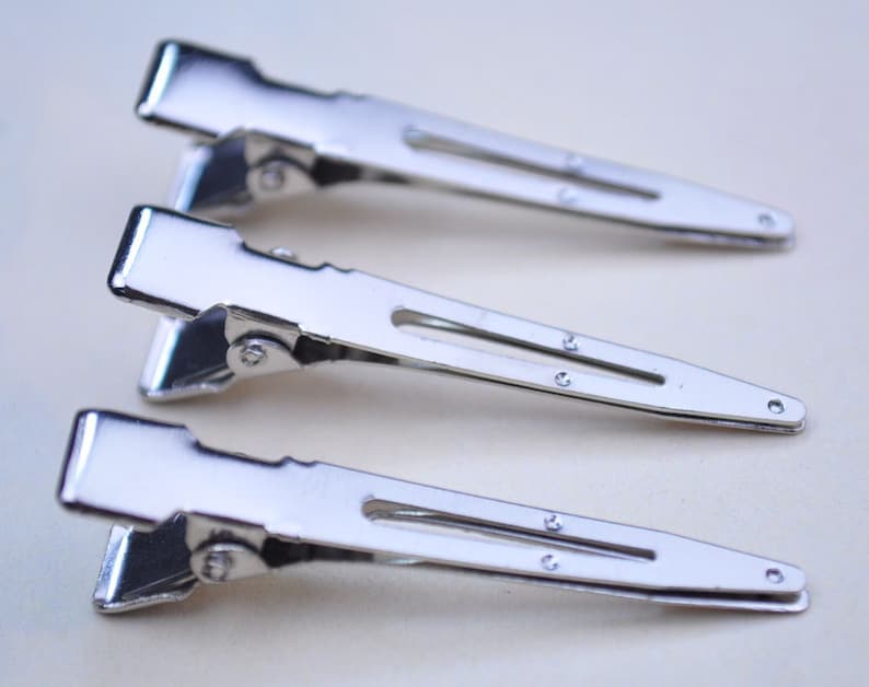 Hair Clips 50pcs Silver Tip Head Alligator Hair Clips 45x8mm