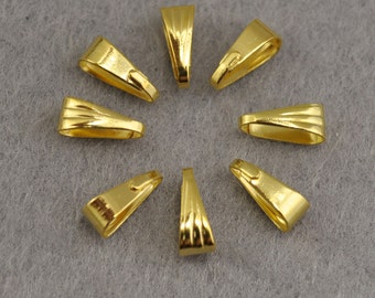 200pcs Claw Bail,Pendant Clasps, Gold Pinch Clip Clasp Bail for Necklace 4x9mm