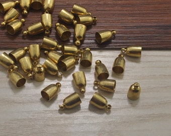 40pcs Brass End Cap Connectors,Tassel Caps,Raw Brass Caps for Tassel Making ,Necklace Cord End,Cord Designs or Handmade Tassels 7x12mm