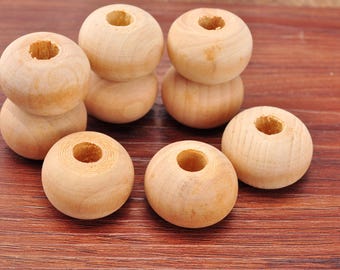 10 cuentas ovaladas de 29 x 19 mm, cuentas de madera natural sin acabado, cuentas de madera de ábaco, cuentas de madera para colgantes, pulseras, collares y para la elaboración de joyas de macramé.
