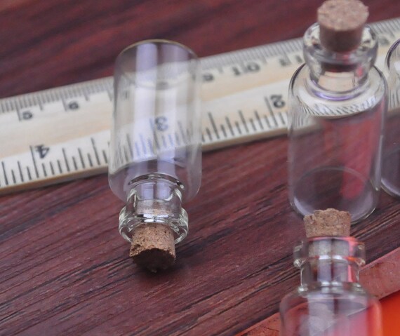 Bastelshop - Miniglasflasche mit Korken 10 Stück