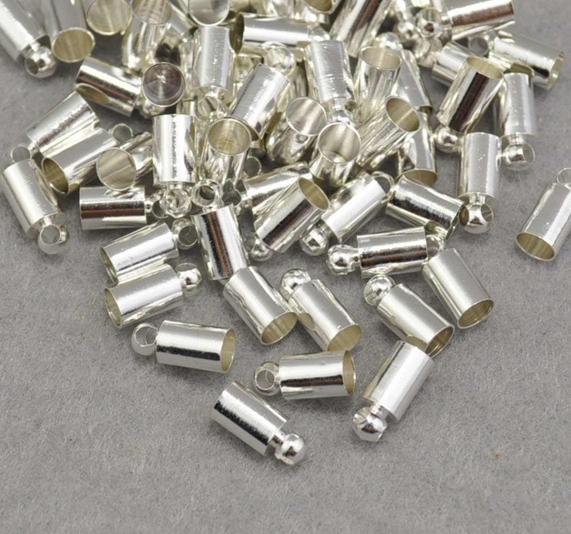 150pcs Crimp Beads Silver Plated Crimp End Head Cap Leather Etsy