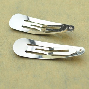 Metal hair snap clips100pcs Silver Plated snap hair clips 47mm image 2