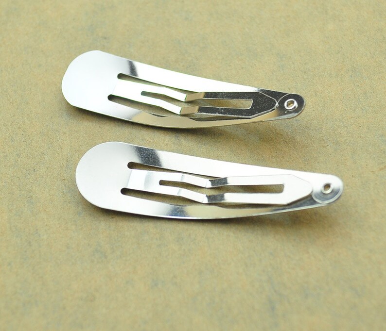 Metal hair snap clips100pcs Silver Plated snap hair clips 47mm Hair
