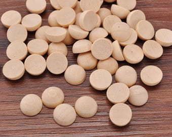 Perline semicircolari da 10 mm, elementi decorativi a forma di mezza sfera e emisfero in legno massello naturale non rifinito, cabochon rotondi in legno, sfere di legno divise a metà - 100 pezzi