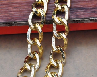 5ft Metal Chains -28x20x4.2mm Gold Twisted Cable Link Aluminum Chains,Chunk Textured Chain,jewelry findings