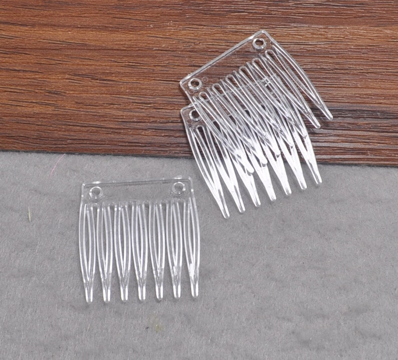 Plastic Comb,Clear Hair Combs 7 teeth 35x32mm,Millinery Supplies,Hair Accessories image 1