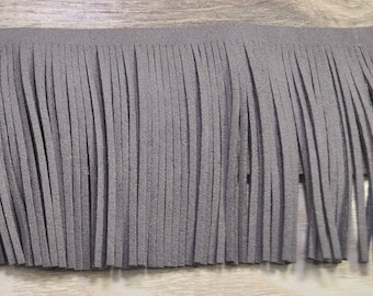 3,07 '' lunga frangia trim, finta pelle scamosciata Fringe Trim 78mm, vestito frangia trim, grigio intenso nappa con frange fai da te per borse, portafogli, portachiavi, scarpe