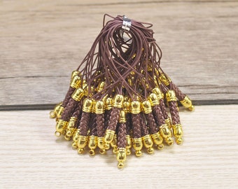 Caffè Cell Phone Strap borsa cordino porta anello portachiavi, 20pc Lariat cordicella Mobile Cell Phone Strap catene connettori con oro Metal Top