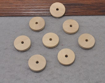 30pcs Round Wood Disc--Small Flat Round Natural Unfinished Wood Beads 20mm ,Wood Jewelry Beads Supplies