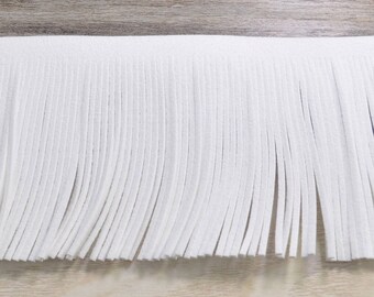 3,07 '' lunga frangia trim, finta pelle scamosciata Fringe Trim 78mm, vestito frangia trim, bianco con frange nappa fai da te per borse, portafogli, portachiavi, scarpe