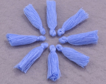 Light Blue Mini Cotton Tassels,30mm(1.18''inch) Handmade Tassel Charms,Tiny Short Tassel,Thread Tassels,Tassel Earring findings