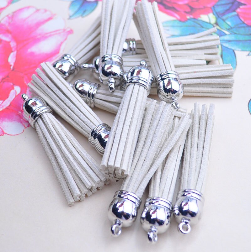 20pcs Silver Gray Leather Tasselsfringe Tassels Fiber Tassels Etsy