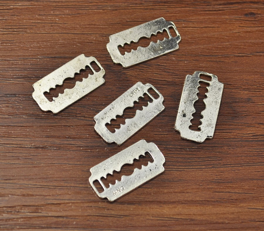 20pcs Razor Blade Charms,razor Blade Pendants Antiqued 20pcs Razor Blade Charms,razor Blade Pendants Antiqued