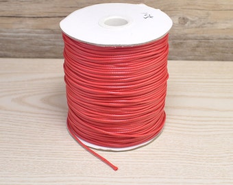 Suministro de cable de 1.5mm 50Yards rojo encerado cordón, Corea cera cadena, encerado hilo de poliéster, pulsera collar haciendo, cuero cadena cordón fuente C105