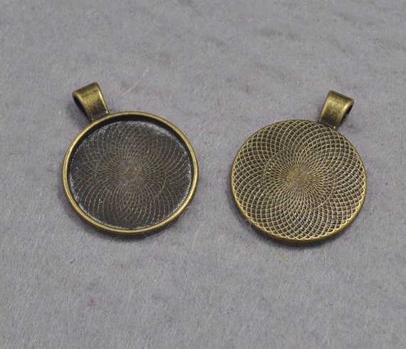 Antika - E-outstanding 25 Pcs Round Bezel Pendant Trays Copper Cabochon Setting