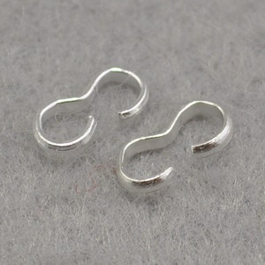 100pcs Silver Plated Color Brass 8 Shaped / 3 Shaped Small Chain Finding Clasp 4x8mm