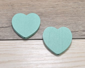 20pc Love Heart Wood Charm Beads,Light Blue Heart Shape Pendant 40mm,Painted Wood Pendant,Colorful Bead Supplies,Choose Your Color S02#