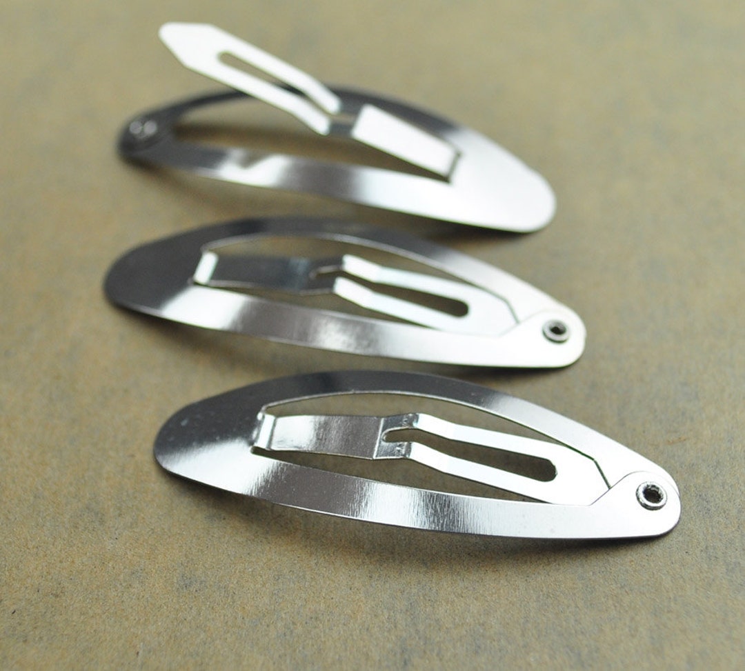 Metal Hair Snap Clips100pcs Silver Plated Snap Hair Clips 46mm Etsy