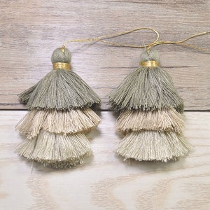 Tiered Tassels,Tri-Colors 3'' Handmade Cotton Tassels,Three Tier Tassel Pendant 78mm, Layered Tassels ,Tassel Earring findings 001#