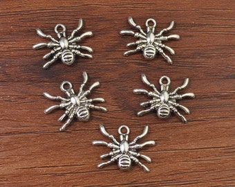 Spider,Spider Charms,Speder Pendants,Animal Charm,Antique Silver Tone 14x19mm-B660