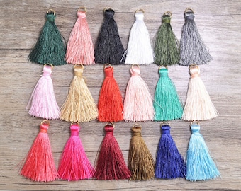 20pcs Colorful Silk Tassels With Gold Jump Rings,40mm(1.57''inch) Handmade Polyester Silk Tassel Charms,Tassel Earring,Necklace Jewelry S#00