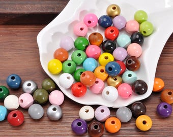 30 perline di legno dipinte, collana di perline rotonde in 32 colori, perline di legno geometriche da 16 mm, perline distanziatrici, perline a sfera, bracciale moderno, forniture per gioielli