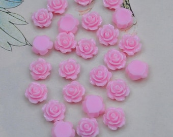 50st Rose Charms--roze hars Rose Flower Cabochon 8mm/Flat terug ketting, hangers.