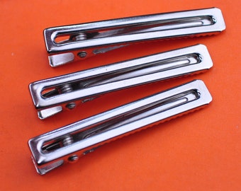 Silver Plated Clips--20pcs Silver Alligator Metal Top Hair Clips 46x8mm