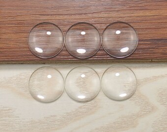 1.18''--20pcs Circle Clear Glass Cabochons,30mmTransparent Flat Back Round Dome Cabs,Clear Dome Cabs, Jewelry Supplies