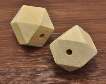 Poliedro naturale cubo sfaccettate perline di legno 25mm, perle di legno geometrici, fai da te, fornitura di gioielli, artigianato del legno