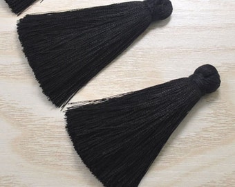 Groothandel kwasten, Black Silk kwasten, dikke kwastjes, 65 mm(2.55''inch) kwasten voor sieraden, handgemaakte kwasten, kwast Earring bevindingen