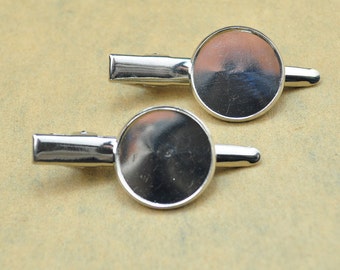20pcs Metal hair clips hair brooch, Silver Plated hair pins round pad 18mm,hair accessory