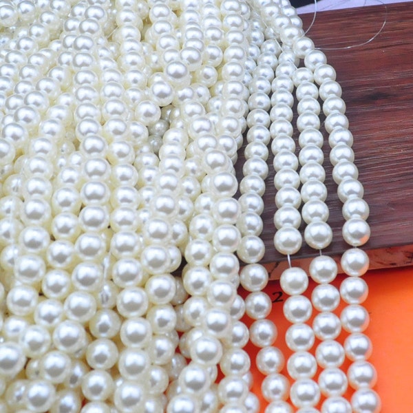 100pcs En gros Perle de perle - Perle en plastique blanc, Perle ronde de 10 mm, Fournitures de perles pour collier