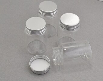 Mini Glass Bottle For DIY--8pcs small glass bottle with aluminum cap,glass jars 70x47mm