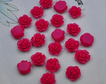 50st Rose Charms--Crimson hars Rose Flower Cabochon 8mm/Flat terug ketting, hangers.