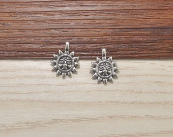 30pcs metal sunflower charm,antique silver sunflower pendant for necklace,flower embellishments, antique silver tone bulk charm 3D 19x15mm