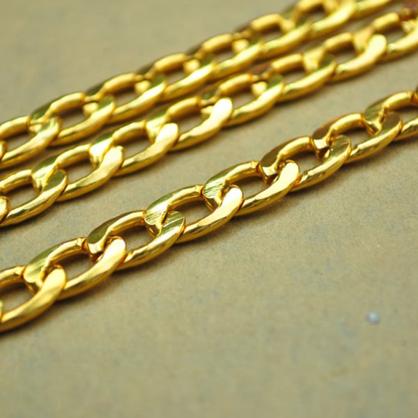 Gold chain,aluminium chain,flat cable open chain,1 meter(3.3 feet)