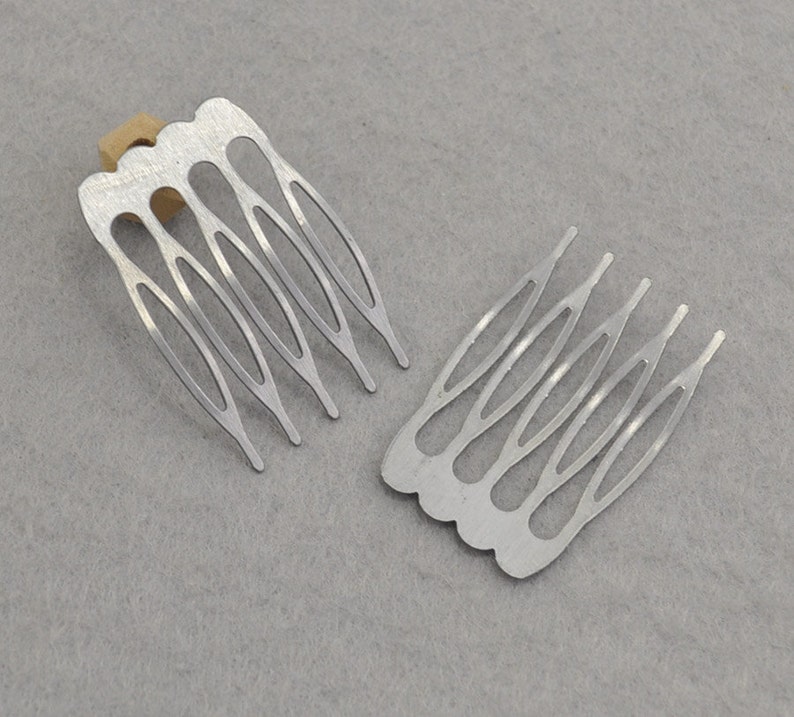 Silver Gray Metal Comb 50pcs Metal Hair Combs 5 Teeth 26x40mm Etsy