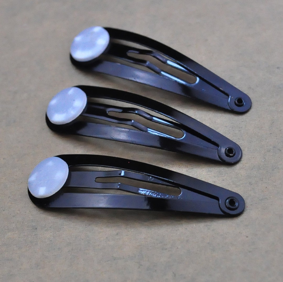 Blank Barrette Snap Clip60pcs Black Hair Snap Clip With Flat Pad 48mm1