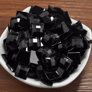 Strass quadrato, strass acrilico-10mm quadrato sfaccettato schiena piatta strass neri per abbellimento, fornitura per artigianato, progetti artistici