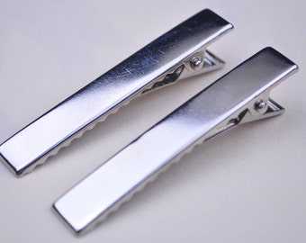 20st--60x9mm Silver plated alligator haarspeldje flat metal top hair clip
