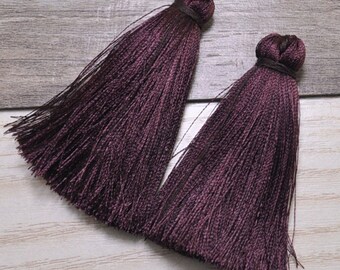 Wholesale Tassels,Deep Coffee Silk Tassels,Thick Tassels,65mm(2.55''inch)Tassels For Jewelry,Handmade Tassels,Tassel Earring Findings