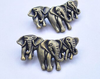 10Pcs antique bronze trois-Elephant Charms éléphant pendentifs 26x44mm