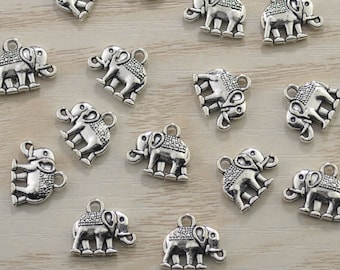 50pcs Tiny Elephant  Charm,Elephant Pendant,Cute Elephant Pendant , Animal Pendant, Antique Silver Elephant 14x12mm