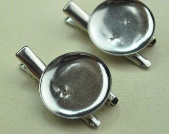 20pcs Silver Plated Blank Hair Clip Brooch Pin Backings,Base Setting Tray Bezel,fit 25mm Cabochon