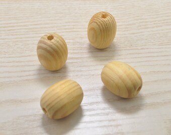 20pcs Natural Wooden Beads,Unfinished Natural Wooden Oval Beads With Stripe , Jewelry Making, Craft Supplies, Wood Beads-25x20mm