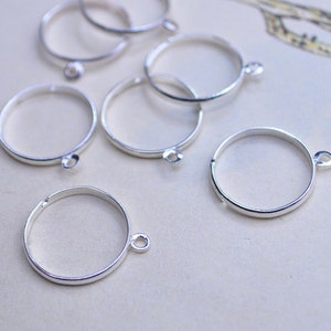 20pcs Silver Plated Adjustable Ring 19mm with Small Loop