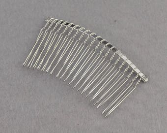 30pcs Silver Metal Hair Combs 20 teeth - Wedding Bridal Accessory,Hair Accessories,DIY Wholesale Metal Hair Comb--75x38mm