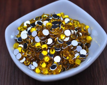 of 2000pcs set,Acrylic Rhinestone--5mm Glitter Flatback Yellow Rhinestones for DIY Embellishment